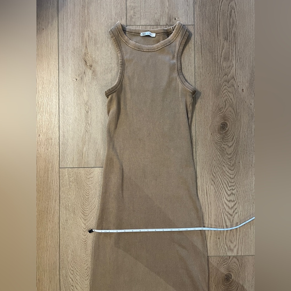 Zara Washed Effect Maxi Ribbed Dress - Picture 2 of 5